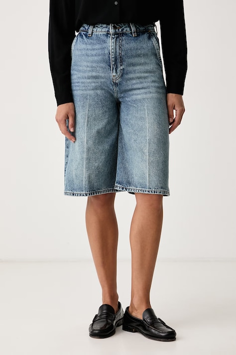 Sisley Szorty damskie jeansowe niebieskie high waist 44O9L901U