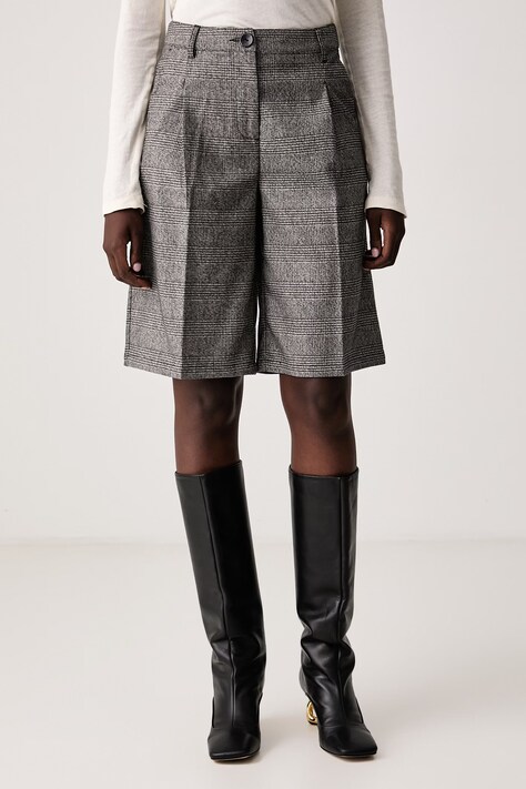 Sisley Szorty damskie z wełną szare high waist 4SMJL9025