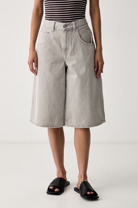 Levi's kratke hlače za žene traper SUPER BAGGY JORT sive spušteni struk 005DT