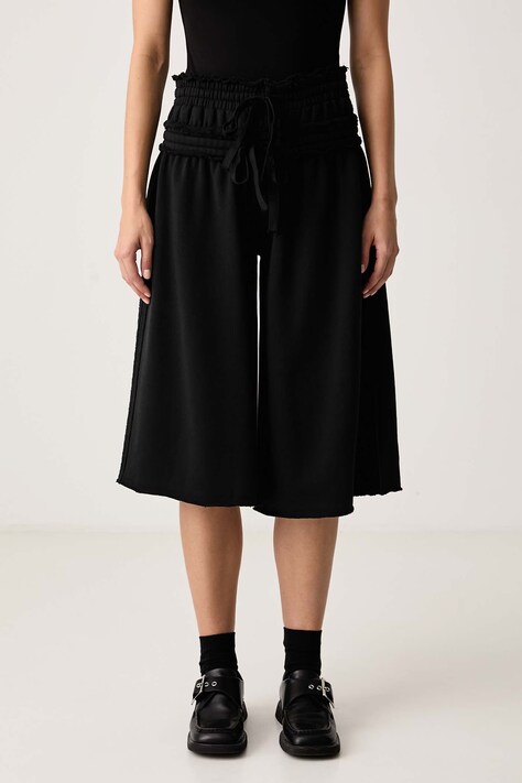 adidas Originals Szorty dresowe damskie bawełniane Winterized Double Jort czarne high waist KS9230
