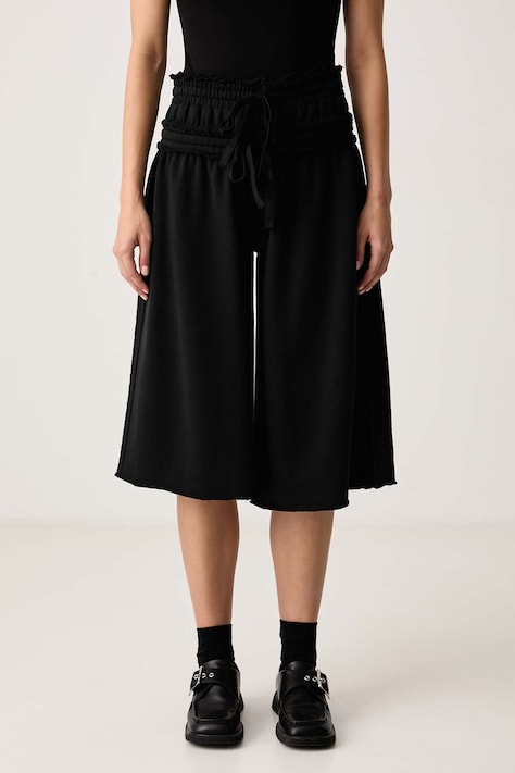 adidas Originals Szorty dresowe damskie bawełniane Winterized Double Jort czarne high waist KS9230