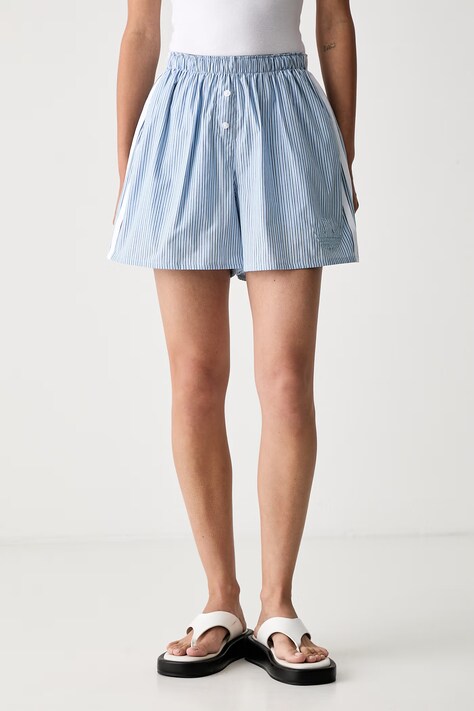 adidas Originals szorty damskie bawełniane niebieskie high waist KT8005