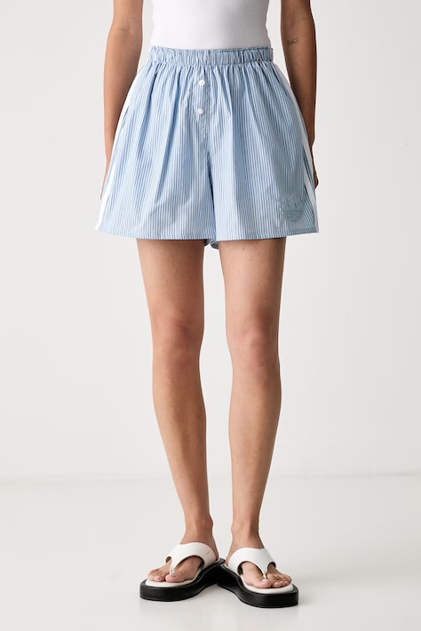 adidas Originals szorty damskie bawełniane niebieskie high waist KT8005
