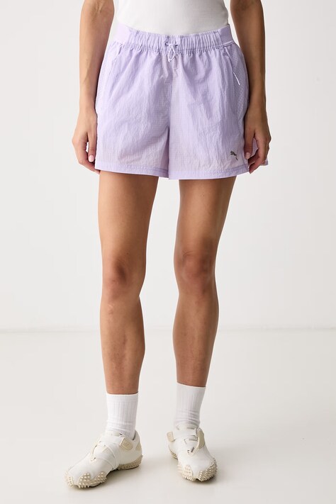 Puma Szorty damskie Run Culture Collective Woven fioletowe high waist 636638
