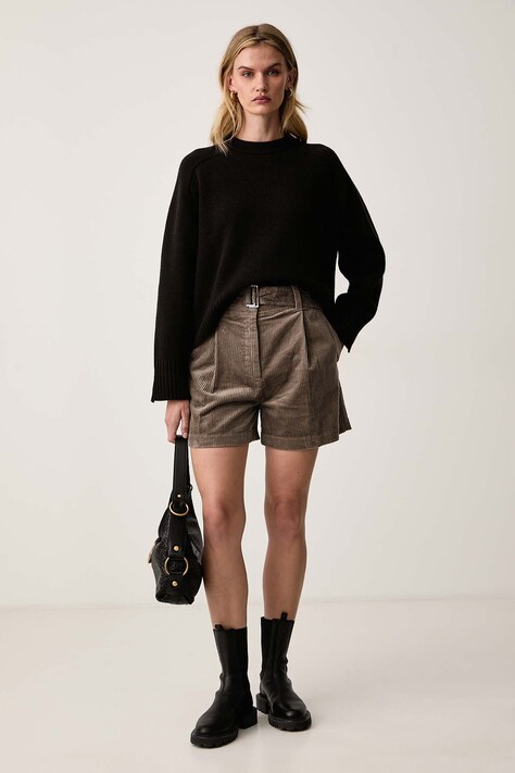 Marc O'Polo Szorty damskie sztruksowe brązowe high waist 5000012083