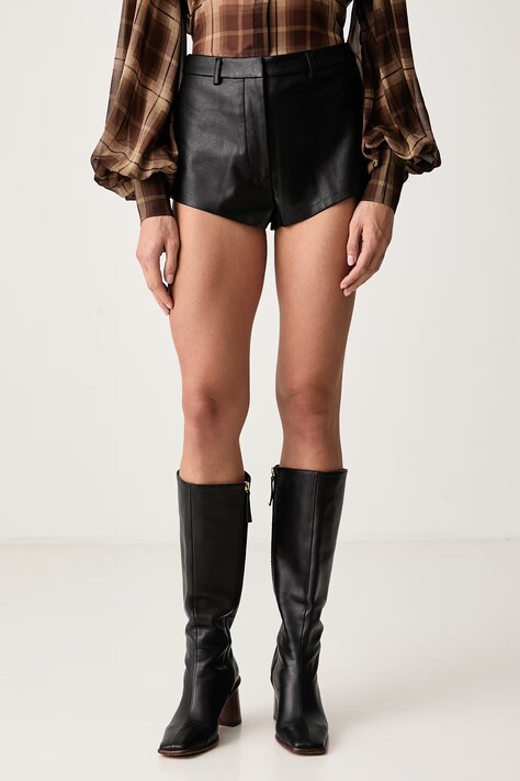 Bardot Szorty damskie z imitacji skóry JAYLA czarne high waist 60059PB3