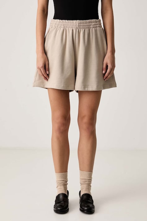 adidas Originals Szorty dresowe damskie bawełniane Essentials beżowe high waist KT4726