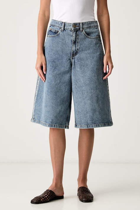 adidas Originals bermudy dámske rifľové modré high waist KQ6478
