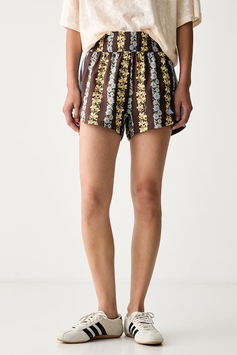 adidas szorty sportowe damskie x Farm Rio brązowe high waist KR0229