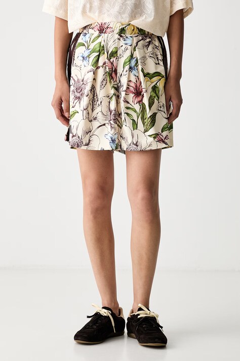 adidas szorty damskie x Farm Rio beżowe high waist KR0254