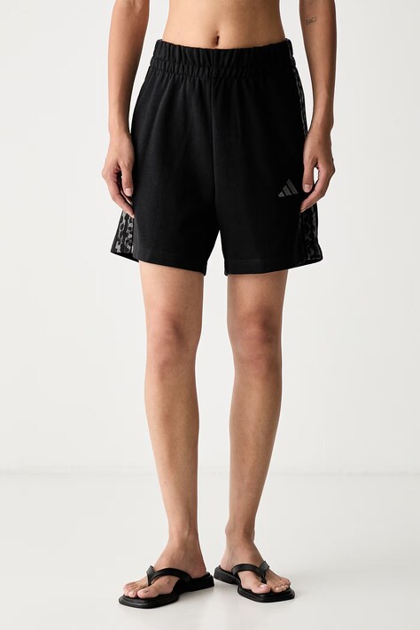 adidas szorty dresowe damskie z bawełną Leopard Pack czarne high waist KS7990
