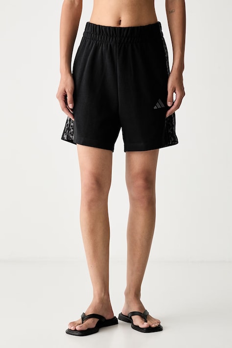 adidas szorty dresowe damskie z bawełną Leopard Pack czarne high waist KS7990