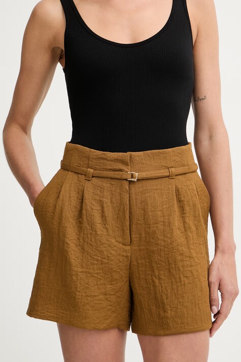 Morgan szorty damskie z wiskozą SHEDA zielone high waist SHEDA