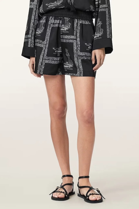 AllSaints szorty damskie LETTIE czarne high waist W072TE