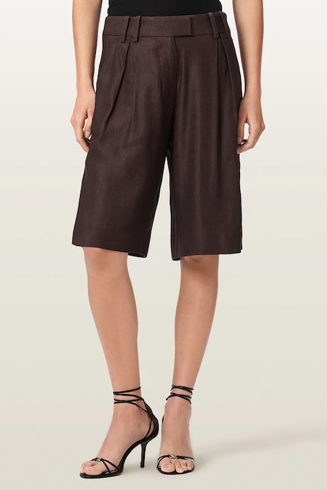 AllSaints Σορτς γυναικεία με λινό CHARLEY καφέ κανονική W031QE