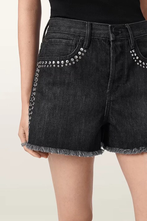 AllSaints шорти жіночі джинсові HEIDI — AW26-SZDZZR, чорний — фото 4