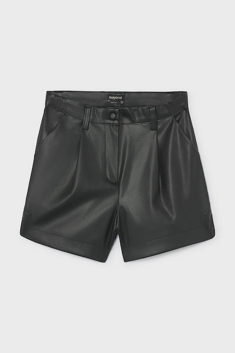 Mayoral Бермуди дитячі з імітації шкіри чорні regular waist 7201