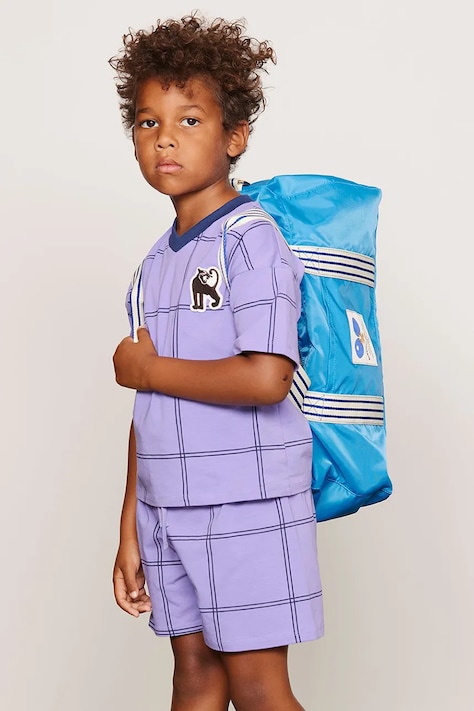 Mini Rodini szorty dziecięce z bawełną Check fioletowe 26630118