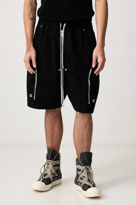Rick Owens DRKSHDW Bermude pentru bărbați din bumbac Bauhaus negre regular waist DU02F6389 TW