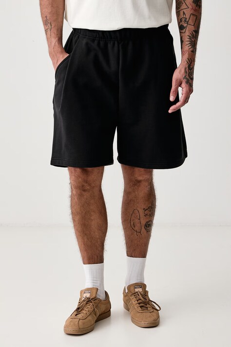 adidas Originals Pantaloni scurți de trening pentru bărbați din bumbac Essentials negri regular waist KS4098