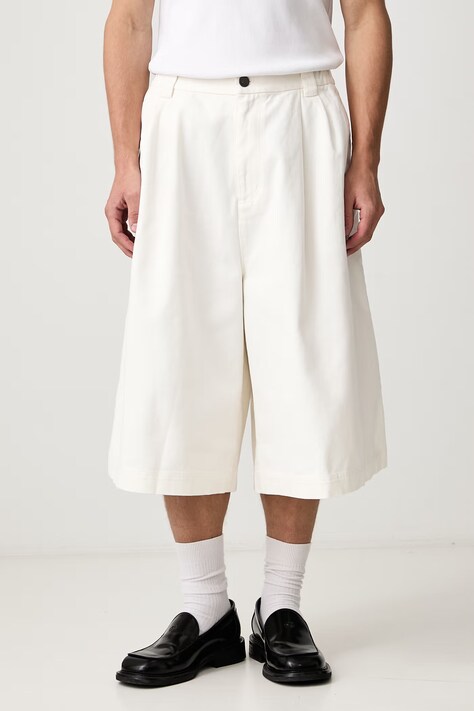 adidas Originals Pleated Jorts къс панталон от памук мъжки бял със стандартна талия KR9114