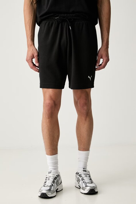 Puma szorty dresowe męskie z bawełną Essentials Elevated czarne regular waist 694311