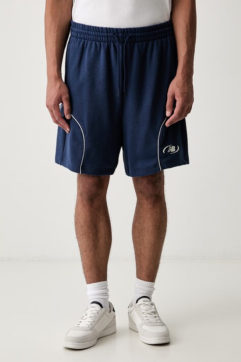New Balance szorty dresowe męskie z bawełną granatowe regular waist MB62S8AANNY