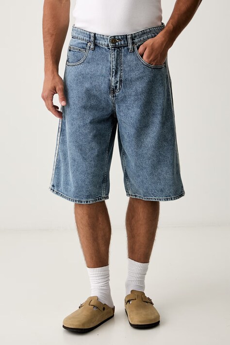 adidas Originals бермуды для мужчин из денима Firebird голубые regular waist KS4975