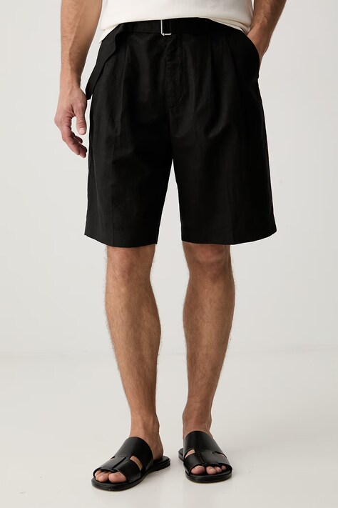 Tommy Hilfiger szorty męskie z dodatkiem lnu czarne regular waist MW0MW44294