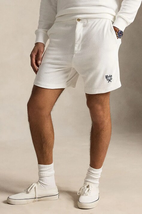 Polo Ralph Lauren szorty męskie z bawełną białe regular waist 710B19234