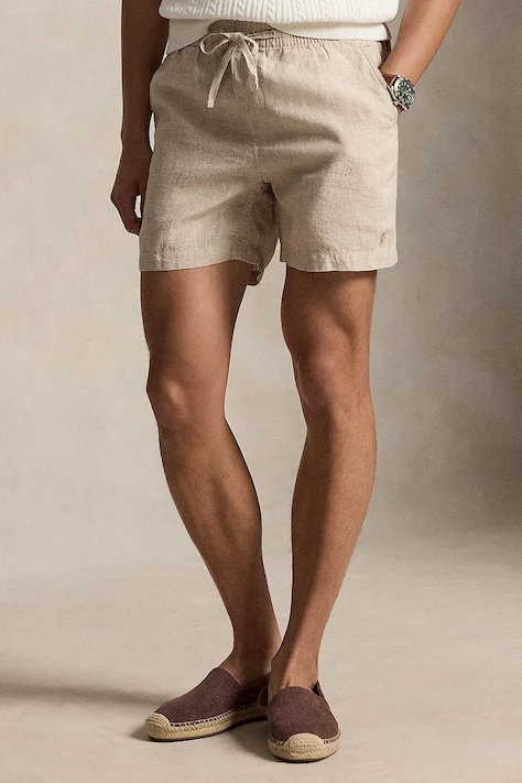 Polo Ralph Lauren szorty męskie lniane beżowe regular waist 710B19634