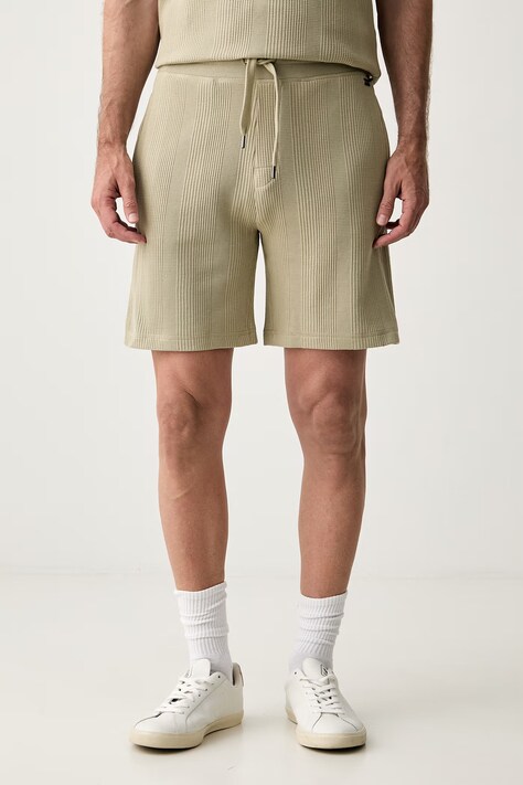 BOSS szorty lounge męskie z bawełną Structure Shorts zielone regular waist 50540581