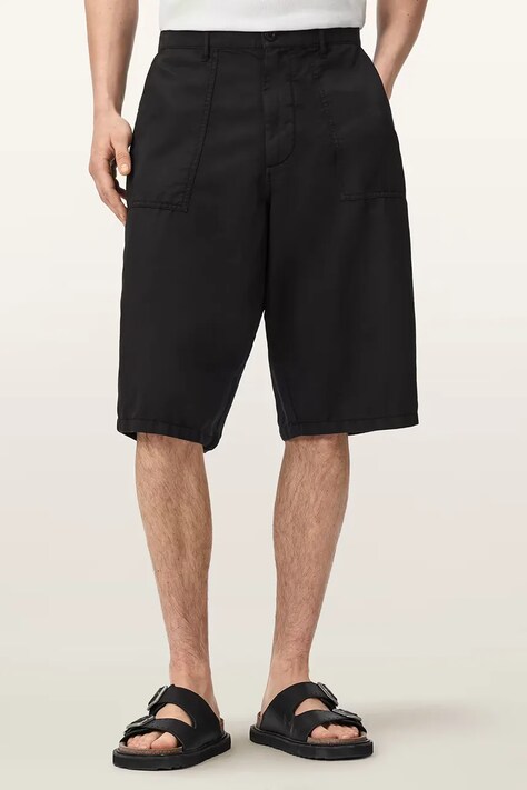 AllSaints szorty damskie z lnem ECHO czarne high waist M040TE