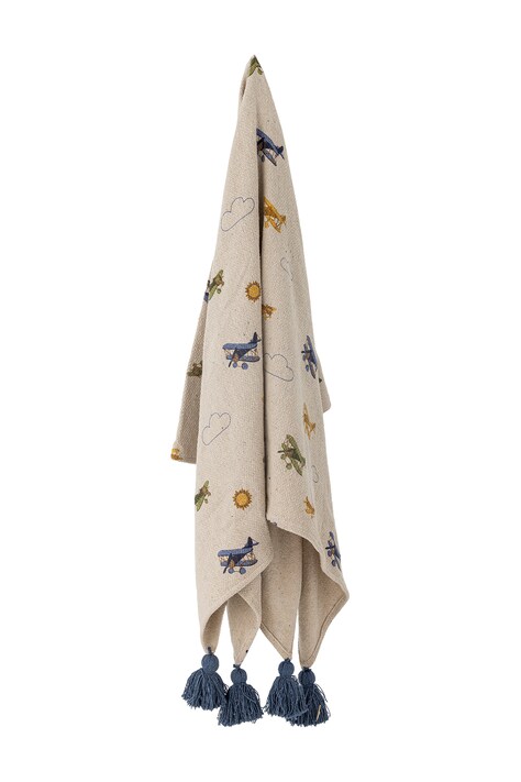 Bloomingville MINI Koc dziecięcy z bawełną Plane Throw beżowy 82062743