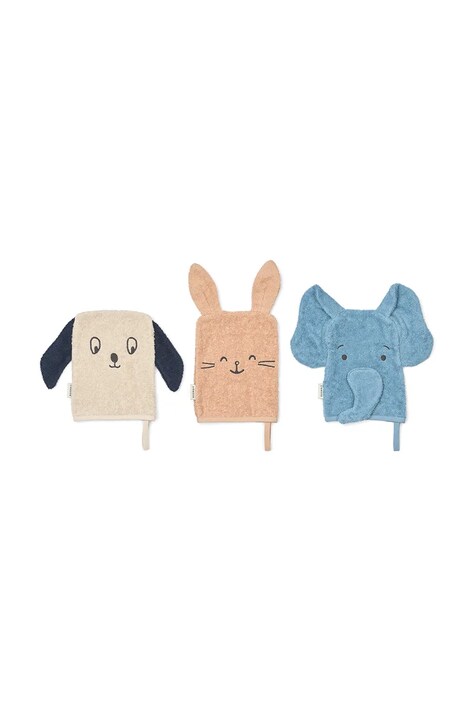 Liewood Myjka kąpielowa bawełniana Sylvester Washcloth 3-pack multicolor LW21169