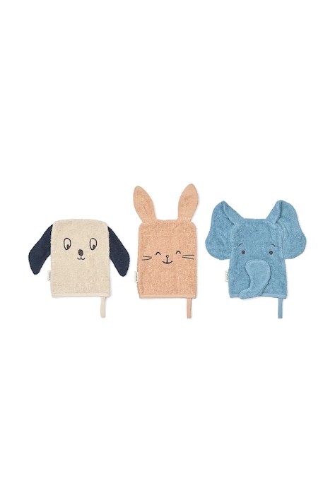 Liewood Myjka kąpielowa bawełniana Sylvester Washcloth 3-pack multicolor LW21169