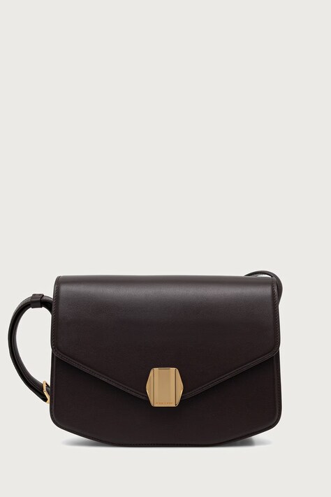 Officine Generale Чанта crossbody дамска от кожа LE JUNEBAG кафява MARWBAG008