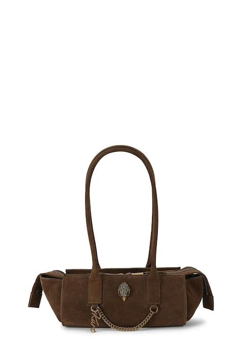 Kurt Geiger London Torebka bagietka damska zamszowa Sloane brązowa 5965230209