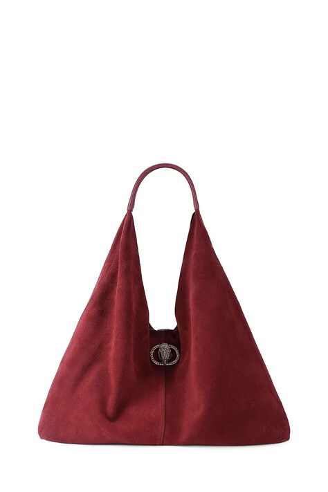 Kurt Geiger London Torebka hobo damska zamszowa Chelsea bordowa 5049754209