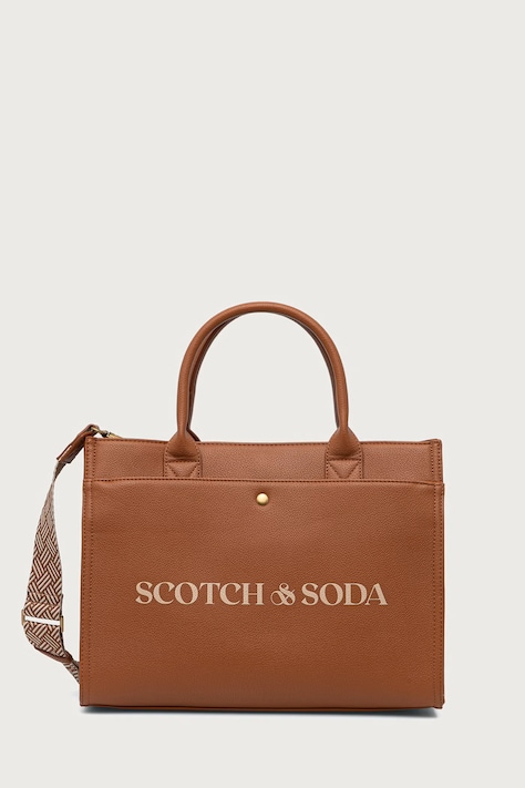 Scotch & Soda Torebka tote z imitacji skóry brązowa SCHB0025