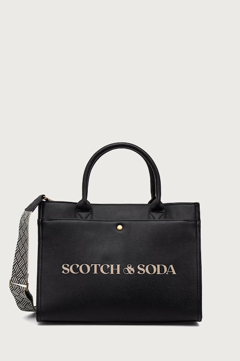 Scotch & Soda Torebka tote z imitacji skóry czarna SCHB0025