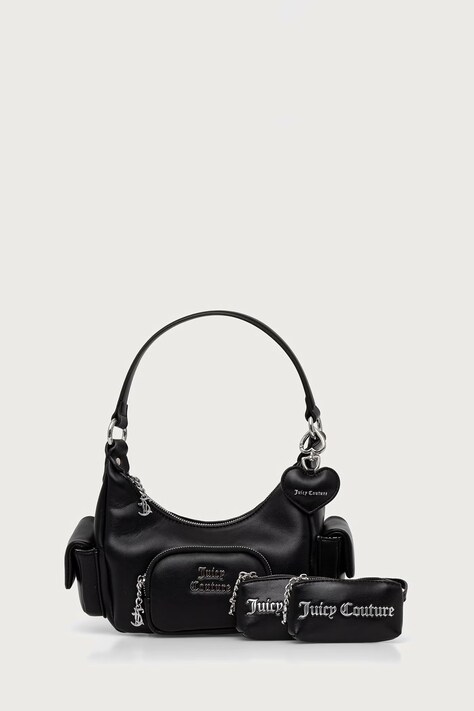 Juicy Couture Torebka hobo damska z imitacji skóry ASHLEY czarna BIJ2699FFWVP