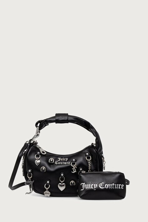 Juicy Couture Torebka hobo damska z imitacji skóry BLOSSOM czarna BEJL599DGWVP