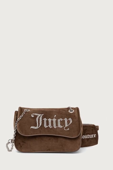 Juicy Couture Torebka crossbody damska welurowa KIMBERLY brązowa BIJQL99CKWZC