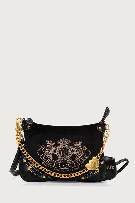 Juicy Couture Crossbody kabelka dámska zamatová TWIG NARRATIVE čierna BIJTG99C8WZC