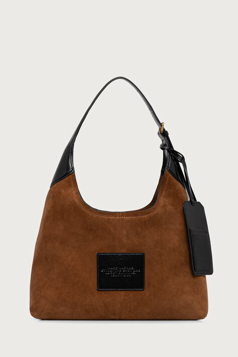 MARC JACOBS Torebka hobo damska zamszowa THE BELTED SACK brązowa 2F6HSH032H01
