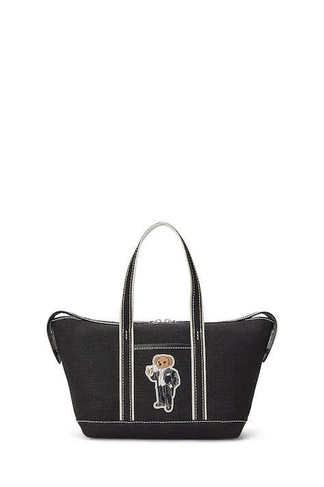 Polo Ralph Lauren Torebka shopper damska z bawełną czarna 428P18488