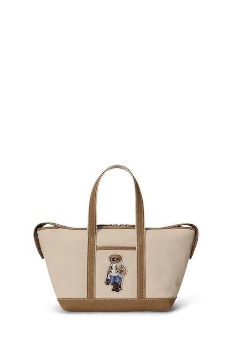 Polo Ralph Lauren Torebka shopper damska z bawełną beżowa 428P18486