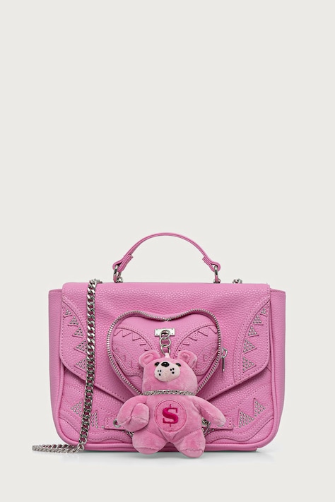 Sprayground Torebka crossbody damska z imitacji skóry BABY BEAR BADDIE różowa 910B9571NSZ
