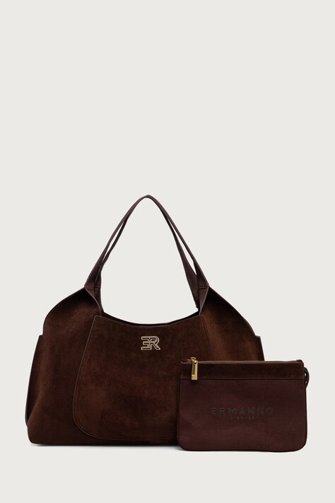 Ermanno Scervino LIFE Torebka shopper damska zamszowa brązowa 12402304